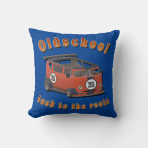 Old school, vintage car in Red and Grey Hoch-gesch Kissen