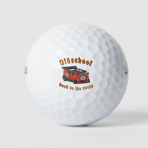 Old school, vintage car in red golfball