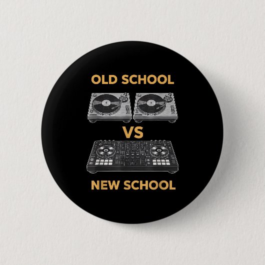 Old School vs. New School DJ Plattenspieler vs. Co Button (Vorderseite)
