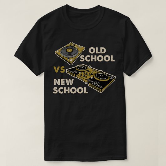 Old School Vs New School DJ Turntable Disco Electr T-Shirt (Design vorne)