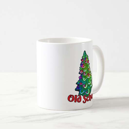 Old School Weihnachten Keramik Spaß Tree Sprichwor Kaffeetasse (VorderseiteRechts)