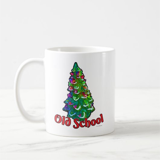 Old School Weihnachten Keramik Spaß Tree Sprichwor Kaffeetasse (Links)
