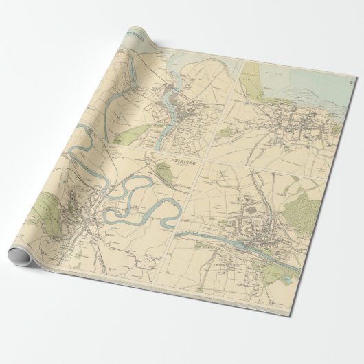 Old Scotland Cities Map (1912) Geschenkpapier (Ungerollt)
