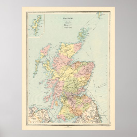 Old Scotland Map (1912) Vintager schottischer Atla Poster (Vorne)
