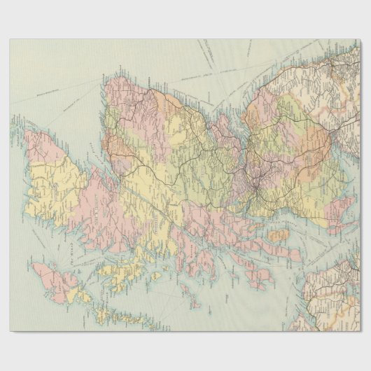 Old Scotland Map (1912) Wrapping Paper Geschenkpapier (Flach)