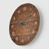old Scratched Wood Große Wanduhr (Winkel)