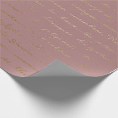 Old Script Gold Mauve Lilac Blush Pink Royal Paris Geschenkpapier (Ecke)