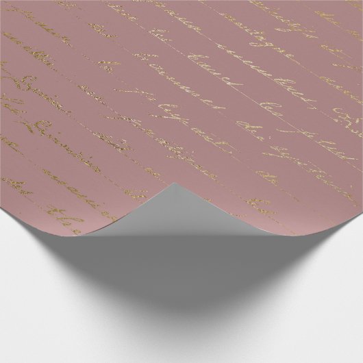 Old Script Gold Mauve Lilac Blush Pink Royal Paris Geschenkpapier (Ecke)