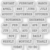 Old Script Monthly  Index Tabs Tab Binder Divider Aufkleber (Vorderseite)