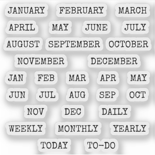 Old Script Monthly  Index Tabs Tab Binder Divider Aufkleber (Vorderseite)