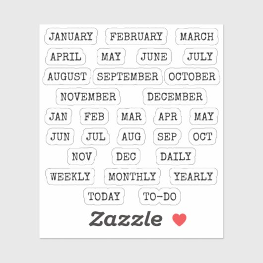 Old Script Monthly Index Tabs Tab Binder Divider Aufkleber (Blatt)