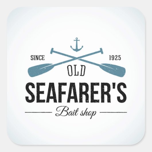 Old Seafarers Bait Shop Quadratischer Aufkleber (Vorderseite)