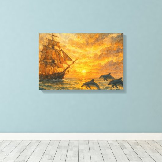 Old Ship Sunset Leinwanddruck (Insitu (Holzboden))