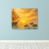 Old Ship Sunset Leinwanddruck (Insitu (Holzboden))