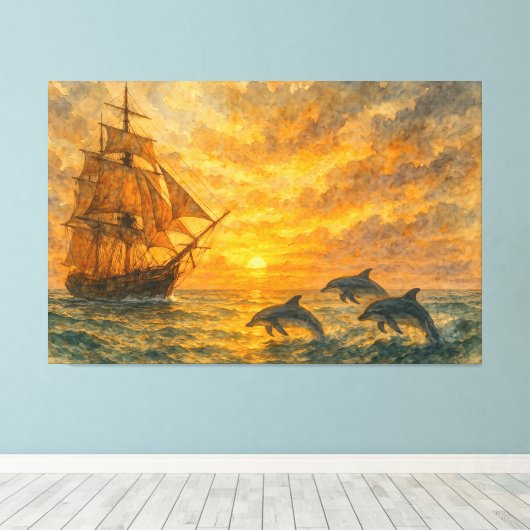 Old Ship Sunset Leinwanddruck (Insitu (Holzboden))