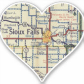 Old Sioux Falls SD Map Aufkleber (Vorderseite)