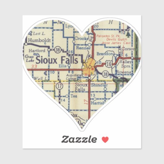 Old Sioux Falls SD Map Aufkleber (Blatt)