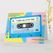 Old Skool Blue Cassette Mix Tape Grüße Karte (Gelbe Blume)