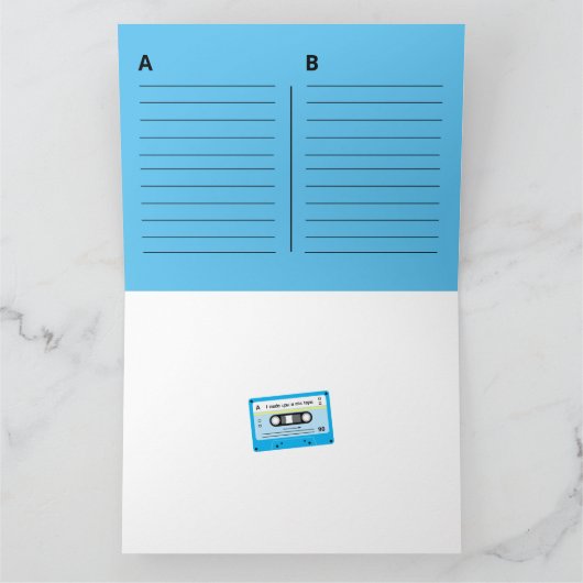 Old Skool Blue Cassette Mix Tape Grüße Karte (Innenseite)