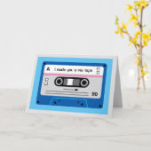 Old Skool Dark Blue Kassette Mix Tape Greetings Karte (Gelbe Blume)