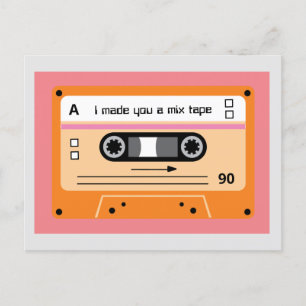 Old Skool Orange Kassetten-Mix-Tape Postkarte
