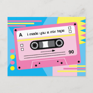 Old Skool Pink Kassetten-Mix-Tape-Playlist Postkarte