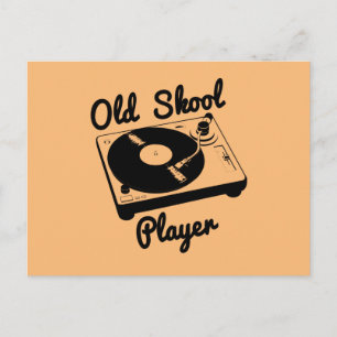 Old Skool Player Vinyl Record Turntable DJ Postkarte