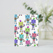 Old Skool Retro Roboter Postkarte (Stehend Vorderseite)