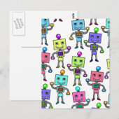Old Skool Retro Roboter Postkarte (Vorne/Hinten)