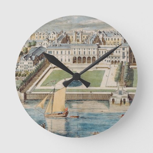 Old Somerset House am Strand, graviert von Jean Runde Wanduhr (Vorderseite)