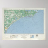 Old Southern North Carolina Coast Map (1953) Poster (Vorne)