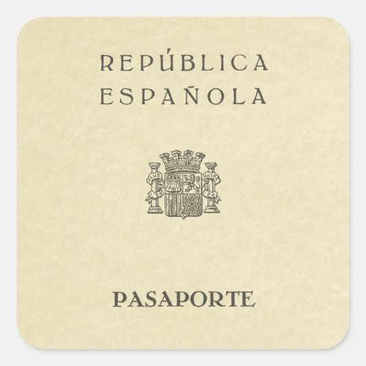 Old Spanish Republic passport ,(Tintenfisch paper) Quadratischer Aufkleber (Vorderseite)