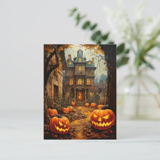 Old Spookoky Spuk House Halloween Postkarte (Stehend Vorderseite)