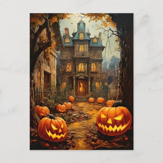Old Spookoky Spuk House Halloween Postkarte (Vorderseite)
