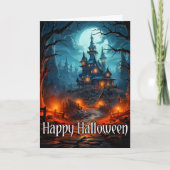 Old Spooky Mansion Happy Halloween Karte (Vorderseite)