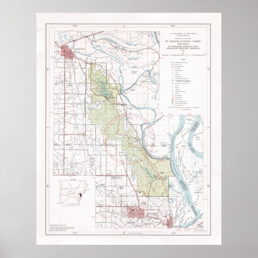Old St Francis National Forest Map (1970) Poster (Vorne)