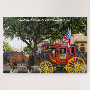Old Stagecoach Texas.Christmas Grüße Puzzle