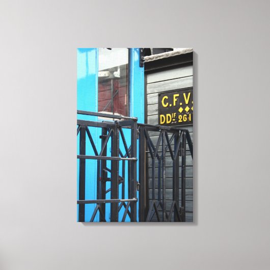 Old Steam Train Le Mastrou Blue Wagon Leinwand (Vorderseite)