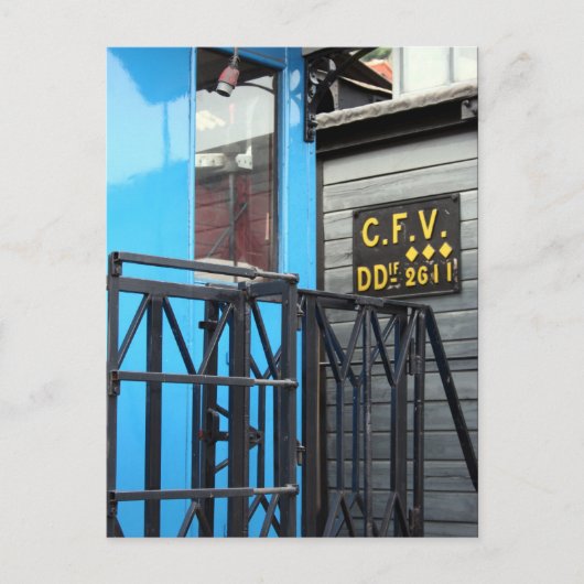 Old Steam Train Le Mastrou Blue Wagon Postkarte (Vorderseite)