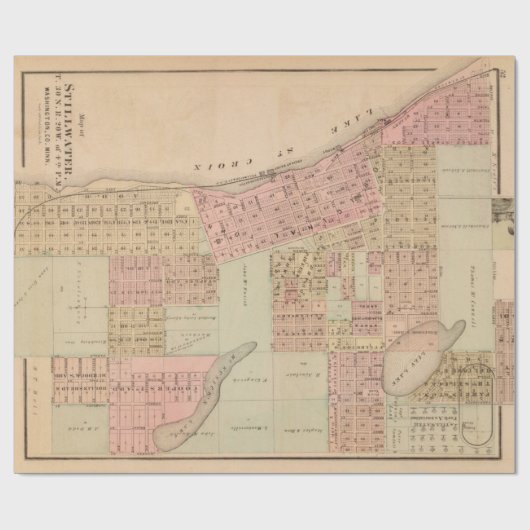 Old Stillwater MN Map (1874) Geschenkpapier (Flach)