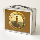 Old Stone Lighthouse Brown Metal Lunchbox (Vorderseite)