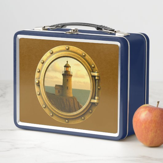 Old Stone Lighthouse Brown Metal Lunchbox (Beispiel)