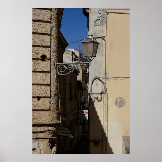 Old Street Lamp im Corner House Poster (Vorne)