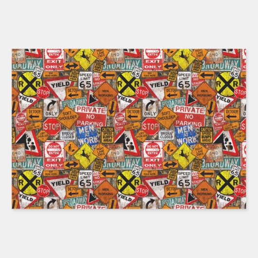 Old Street Signs Wrapping Paper Sheets Geschenkpapier Set (Vorderseite 2)