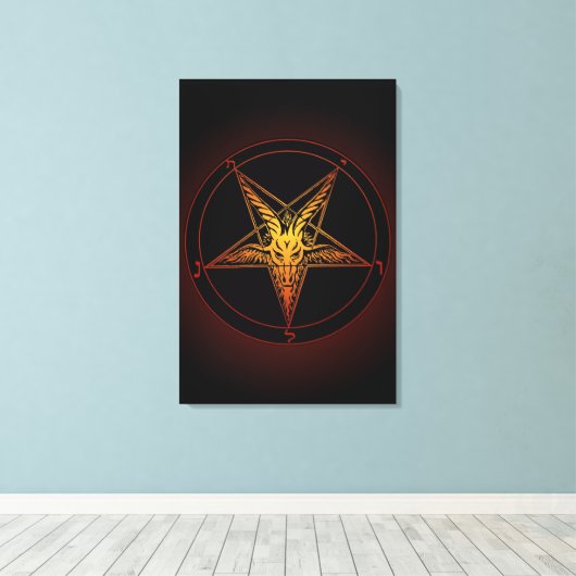 Old Style Baphomet Aflamme 24x36 Museumqualität Leinwanddruck (Insitu (Holzboden))
