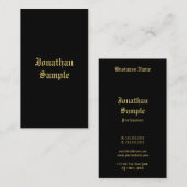 Old Style Black and Gold Script Trendtypografie Visitenkarte (Vorne/Hinten)