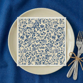 Old Style Delsoftware Blue und creame Floral Napki Serviette