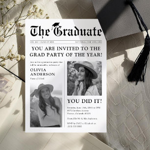 Old Style Newspaper Foto Graduation Party Einladung