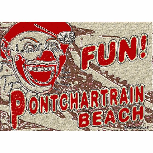 Old Style Pontchartrain Beach Sign Freistehende Fotoskulptur (Vorne)