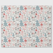 Old Style Scribbled Weihnachten Geschenkpapier (Flach)